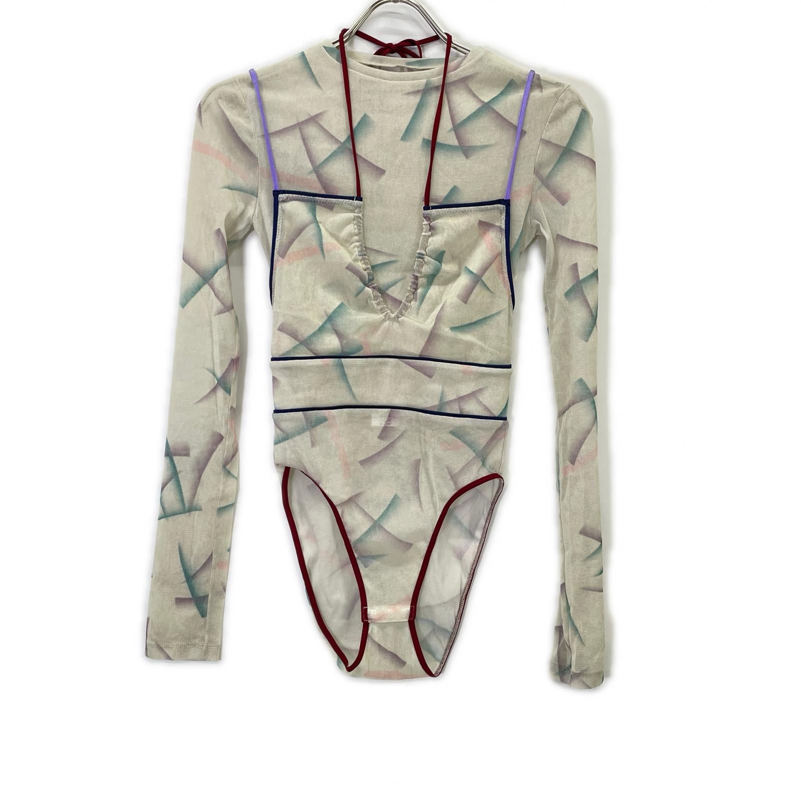 FUMIKA UCHIDA フミカウチダ FU-S-TP005 IVORY FLOCKY PRINTED TULLE DOUBLE-FRONT BODYSUIT トップス