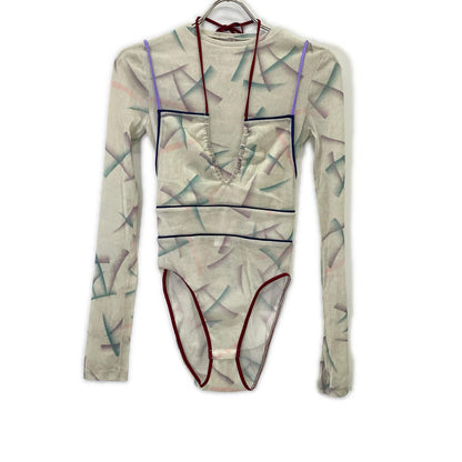 FUMIKA UCHIDA フミカウチダ FU-S-TP005 IVORY FLOCKY PRINTED TULLE DOUBLE-FRONT BODYSUIT トップス