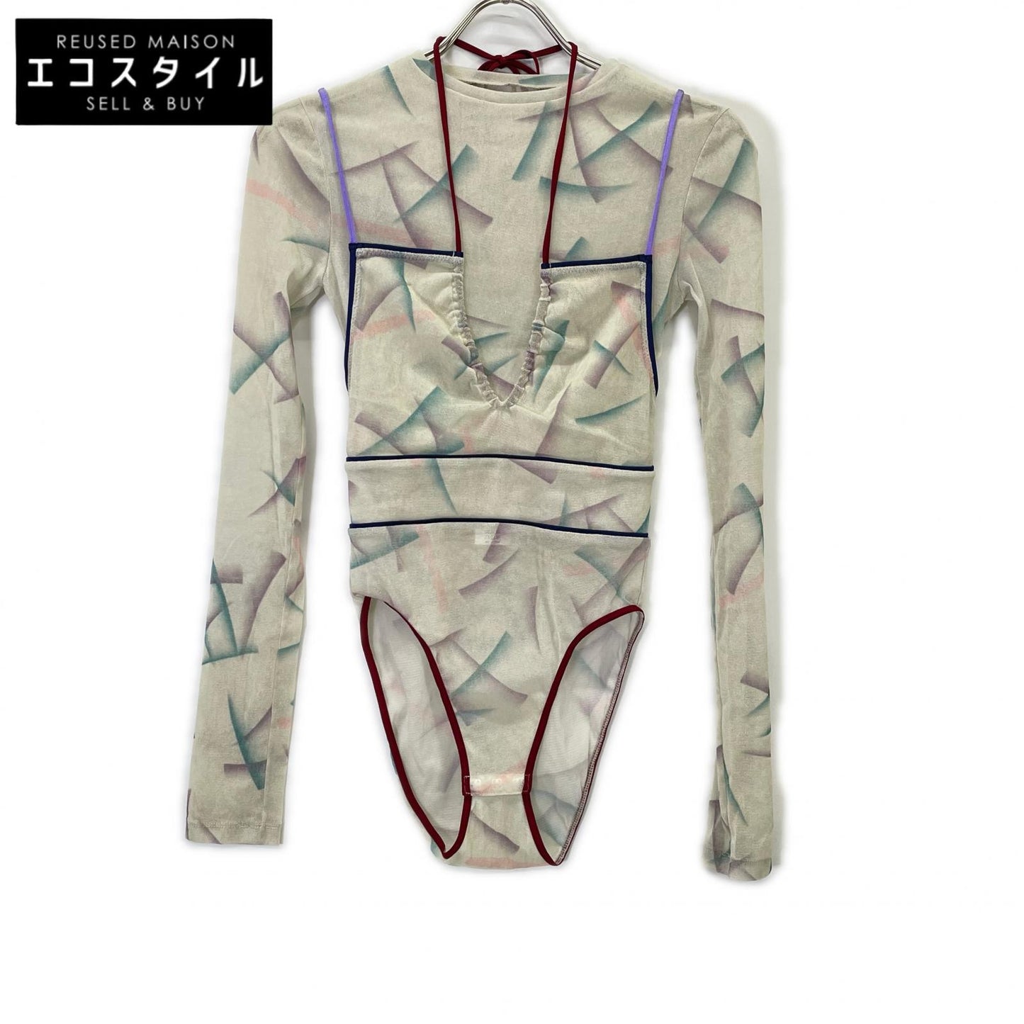 FUMIKA UCHIDA フミカウチダ FU-S-TP005 IVORY FLOCKY PRINTED TULLE DOUBLE-FRONT BODYSUIT トップス