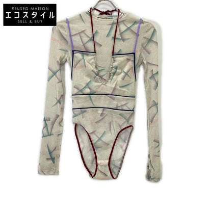 FUMIKA UCHIDA フミカウチダ FU-S-TP005 IVORY FLOCKY PRINTED TULLE DOUBLE-FRONT BODYSUIT トップス