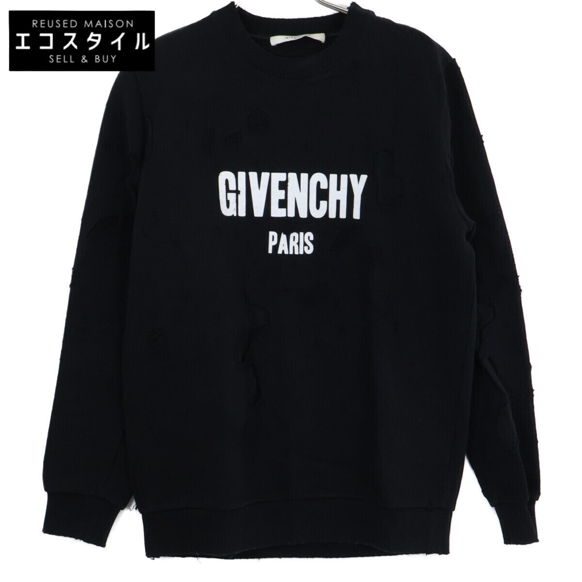 GIVENCHY 【Domestic Regular Product】17AW BM70393Y0S Logo Print Distressed Sweatshirt/Top