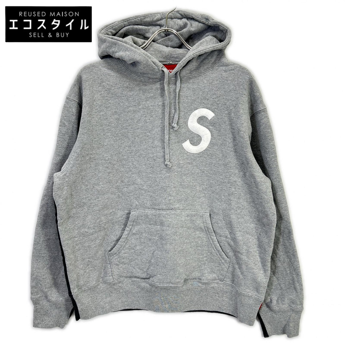 Supreme 21AW Gray S Logo Split Hooded Sweatshirt Top