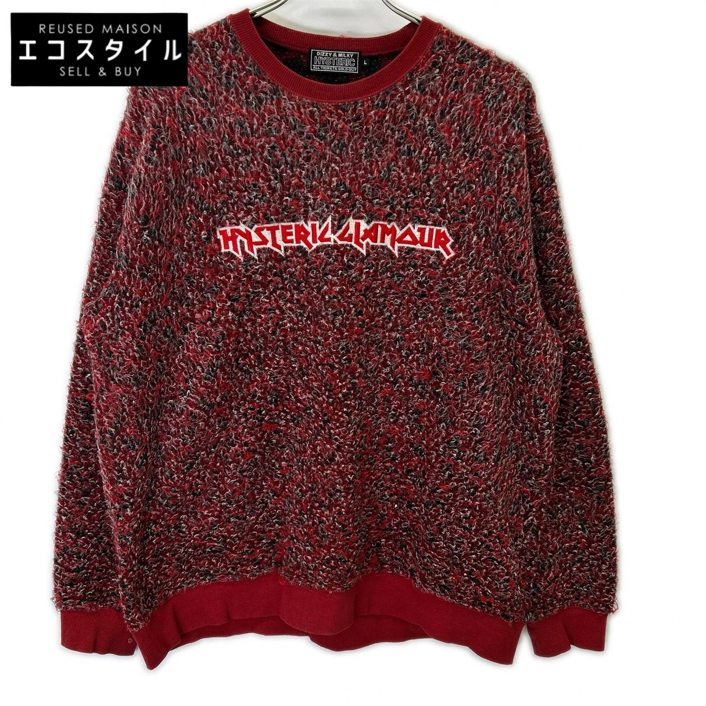 HYSTERIC GLAMOUR ヒステリックグラマー 24年 02243CS02 レッド METAL LOGO刺繍 プルオーバー トップス