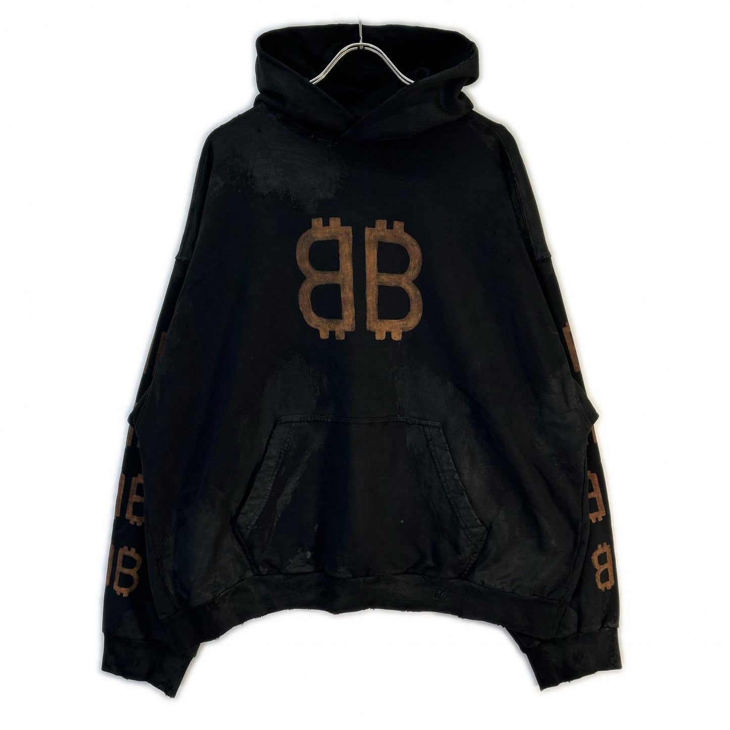 BALENCIAGA バレンシアガ 【国内正規/23年製】742603 TOVN7 BBプリント ダメージ加工 プルオーバー パーカー トップス