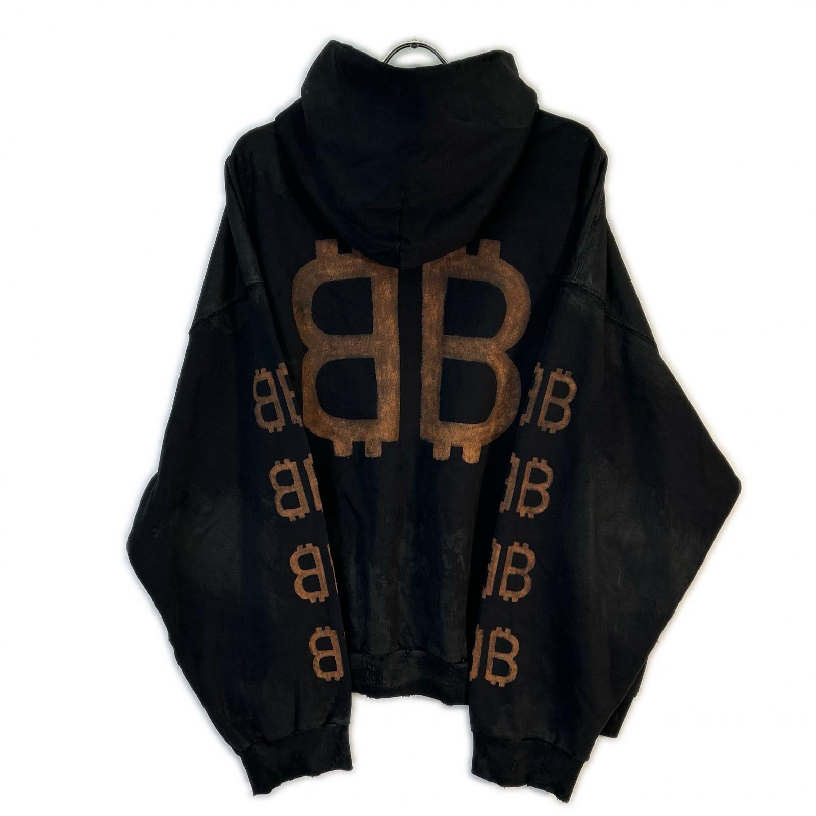 BALENCIAGA バレンシアガ 【国内正規/23年製】742603 TOVN7 BBプリント ダメージ加工 プルオーバー パーカー トップス