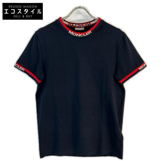 MONCLER Navy x Red Logo Line T-Shirt Top