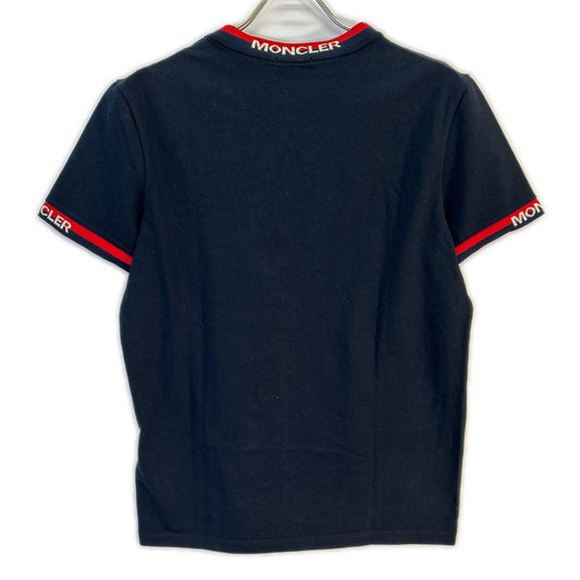 MONCLER Navy x Red Logo Line T-Shirt Top