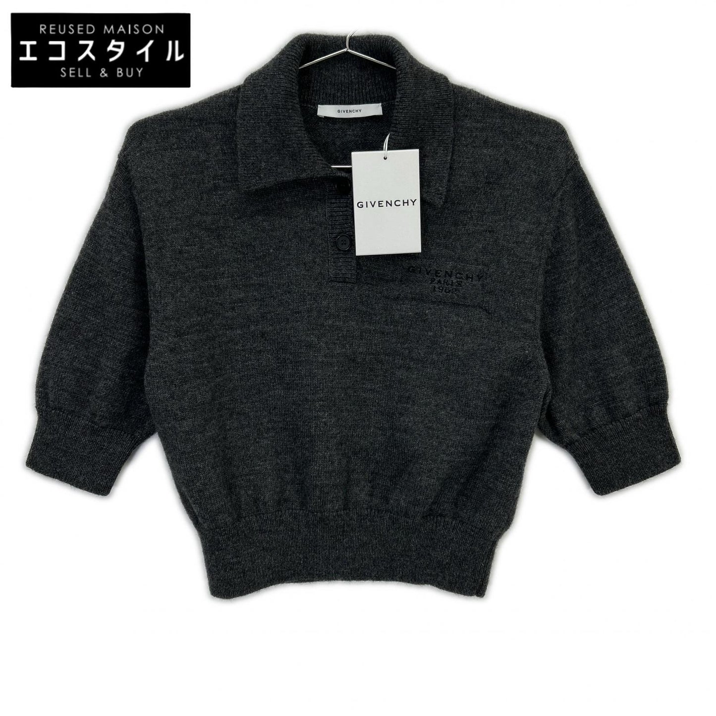 GIVENCHY ジバンシィ BWL0094ZSM 26SS グレー PARIS 1952 ウール ポロシャツ トップス