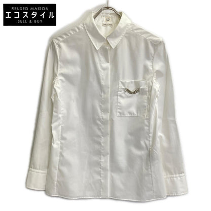 HERMES エルメス 96-7601 ホワイト コットン セリエシェルボタン シャツ トップス