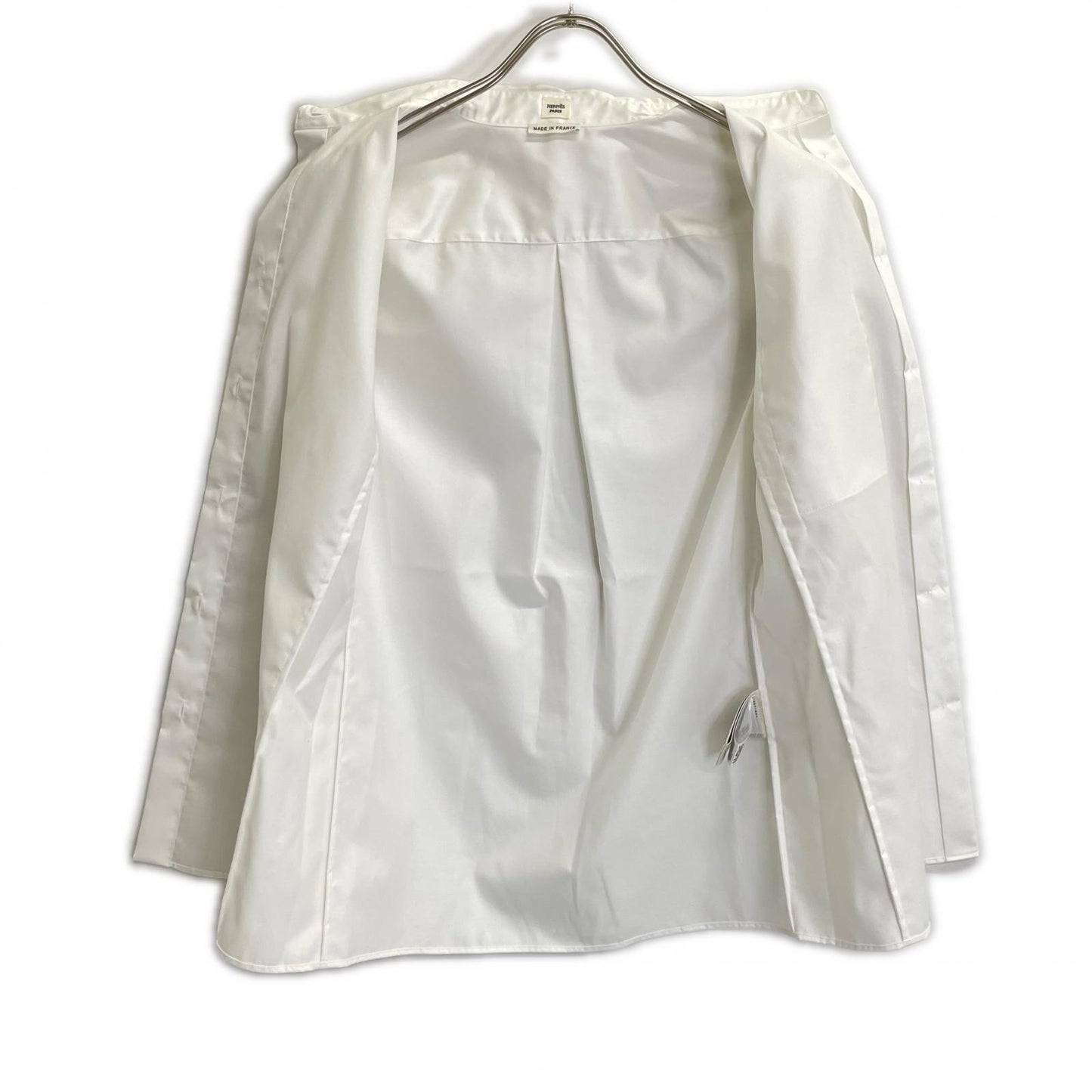 HERMES 96-7601 White Cotton Sellier Shell Button Shirt Top