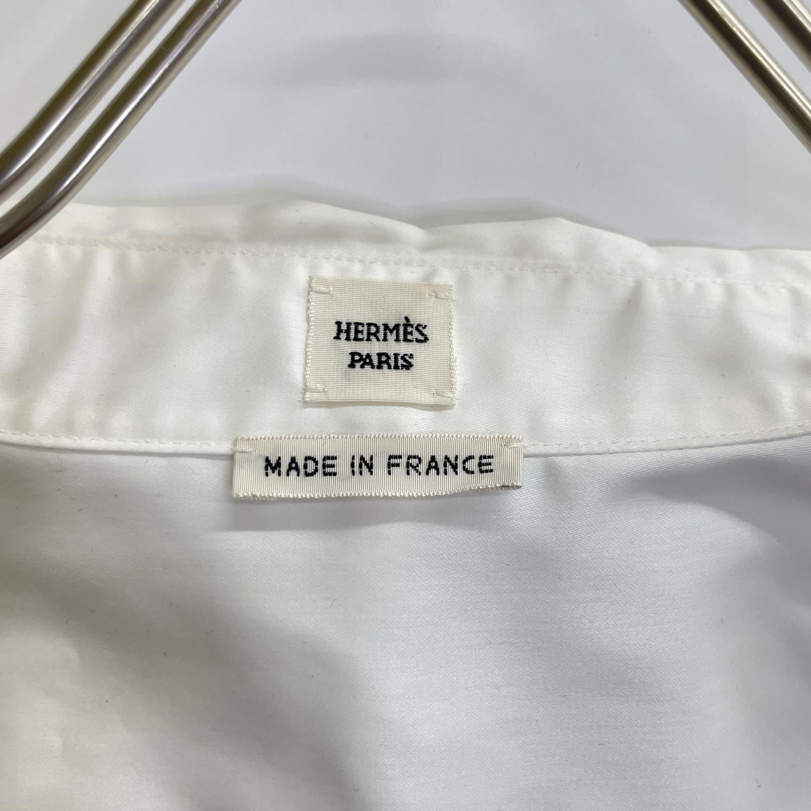 HERMES エルメス 96-7601 ホワイト コットン セリエシェルボタン シャツ トップス