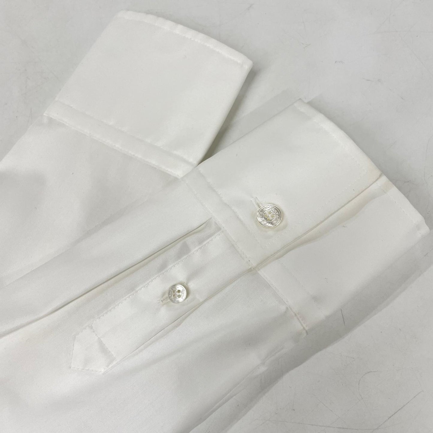 HERMES 96-7601 White Cotton Sellier Shell Button Shirt Top