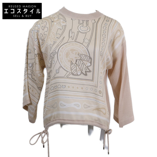 HERMES Hermes As New Domestic Regular 5H2809DJ 25AW CANDY LIBRIS BANDANA Silk TuiLLaine Blouse Top