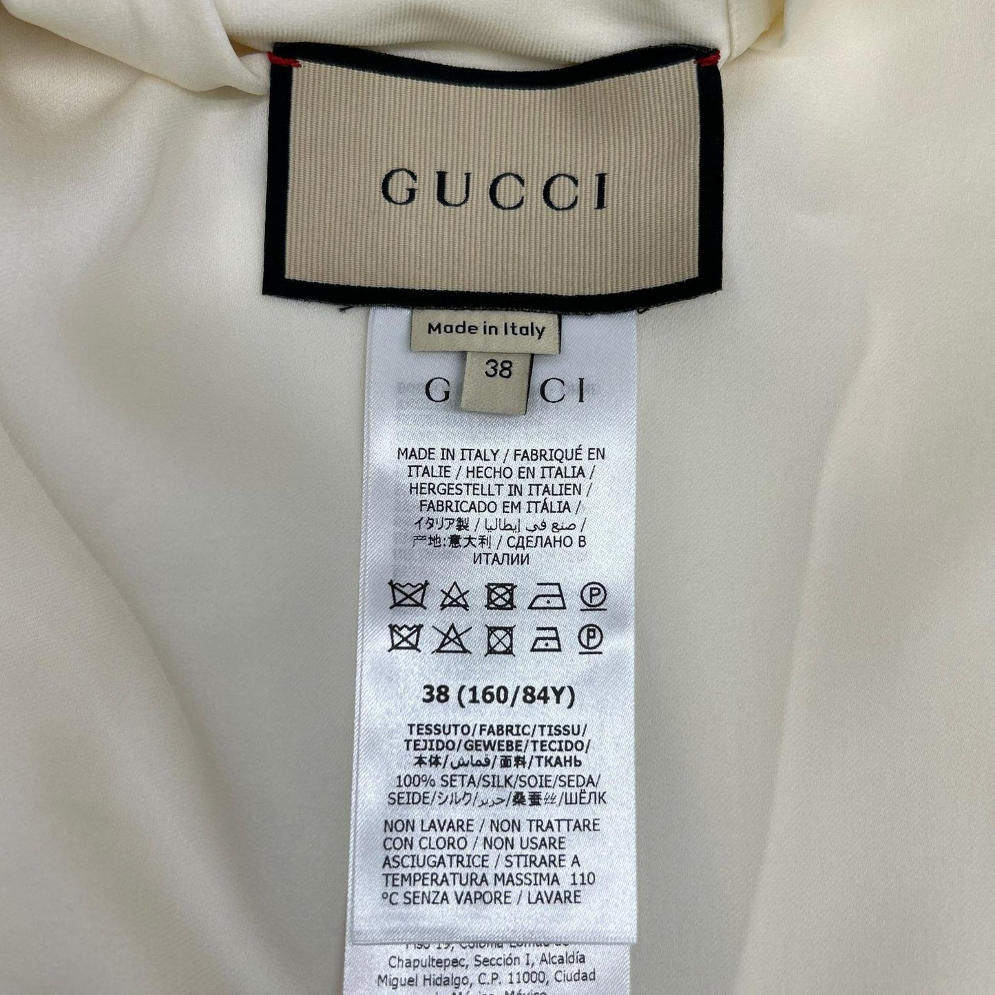 GUCCI グッチ 677383 アイボリー シルク100% 長袖 ブラウス トップス