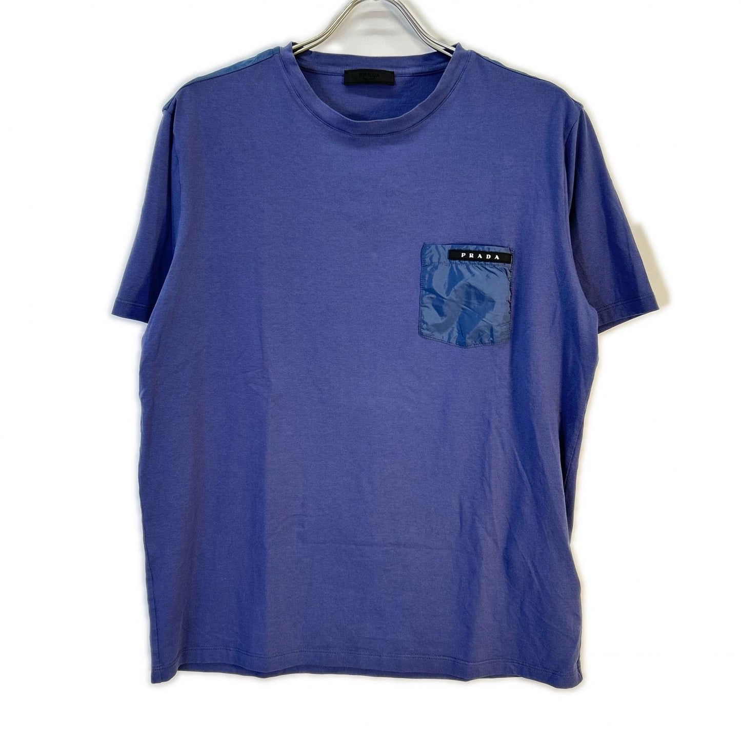 PRADA プラダ SJN250 22SS ネイビー ラバーロゴ ポケット Tシャツ トップス