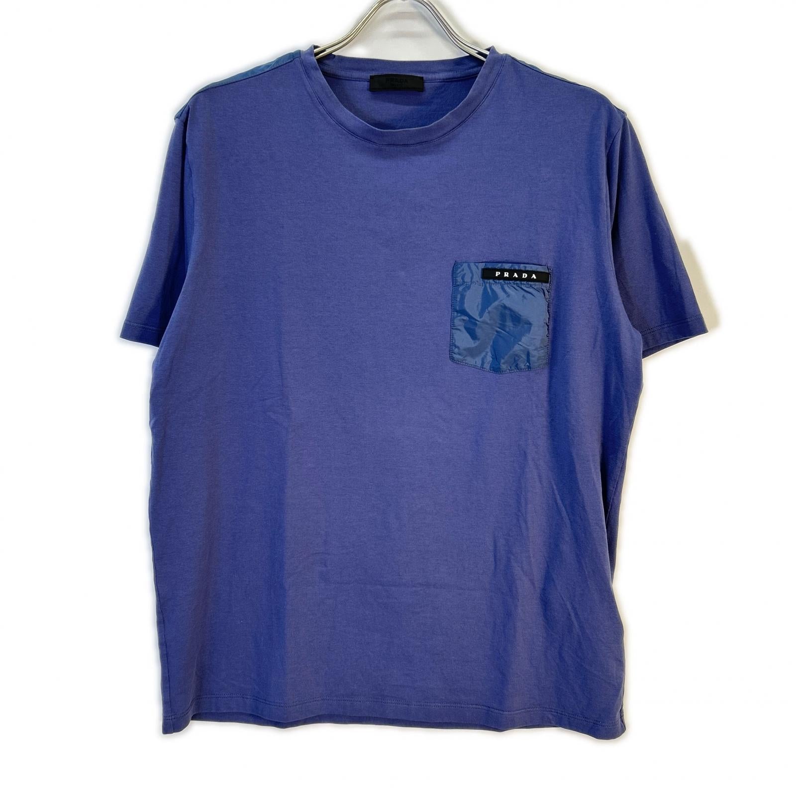 PRADA プラダ SJN250 22SS ネイビー ラバーロゴ ポケット Tシャツ トップス
