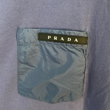 PRADA プラダ SJN250 22SS ネイビー ラバーロゴ ポケット Tシャツ トップス