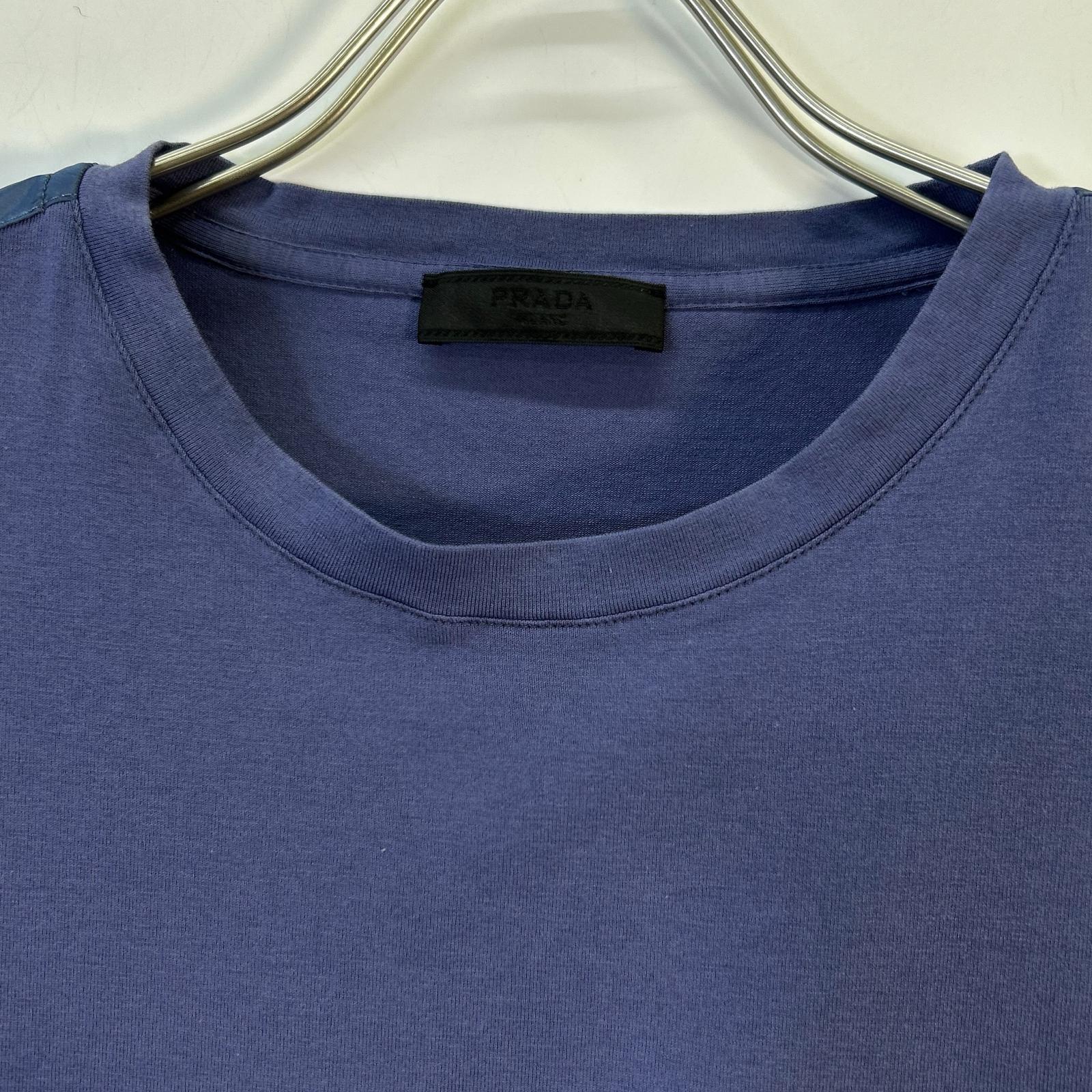 PRADA プラダ SJN250 22SS ネイビー ラバーロゴ ポケット Tシャツ トップス