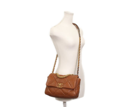 CHANEL シャネル AS1160 ブラウン ラムスキン シャネル19 スモール チェーンショルダーバッグ ショルダーバッグ