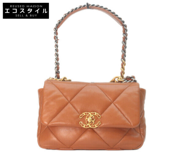 CHANEL シャネル AS1160 ブラウン ラムスキン シャネル19 スモール チェーンショルダーバッグ ショルダーバッグ
