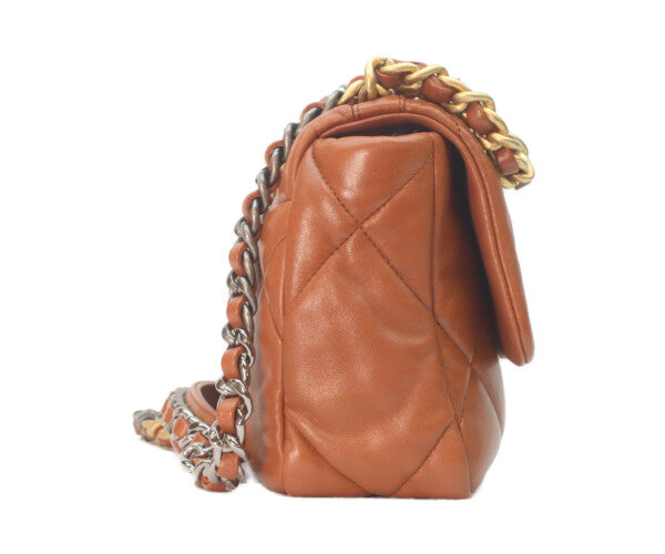 CHANEL シャネル AS1160 ブラウン ラムスキン シャネル19 スモール チェーンショルダーバッグ ショルダーバッグ