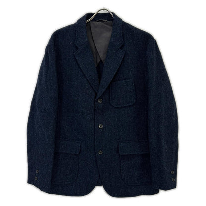 ×WOOLRICH Navy Herringbone Tailored Jacket with Functioning Cuffs L Men's