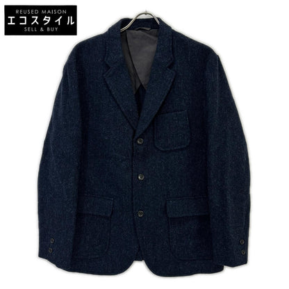×WOOLRICH Navy Herringbone Tailored Jacket with Functioning Cuffs L Men's