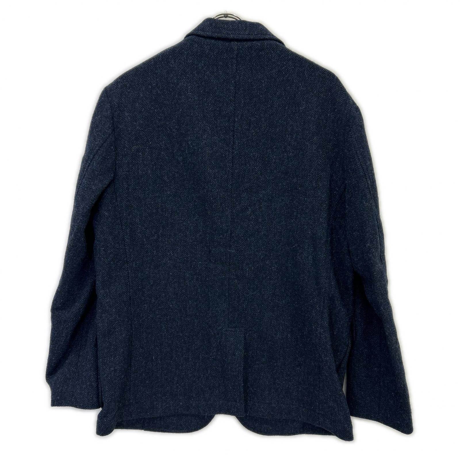 ×WOOLRICH Navy Herringbone Tailored Jacket with Functioning Cuffs L Men's