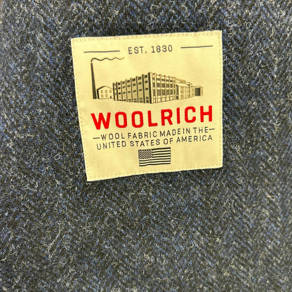 ×WOOLRICH Navy Herringbone Tailored Jacket with Functioning Cuffs L Men's