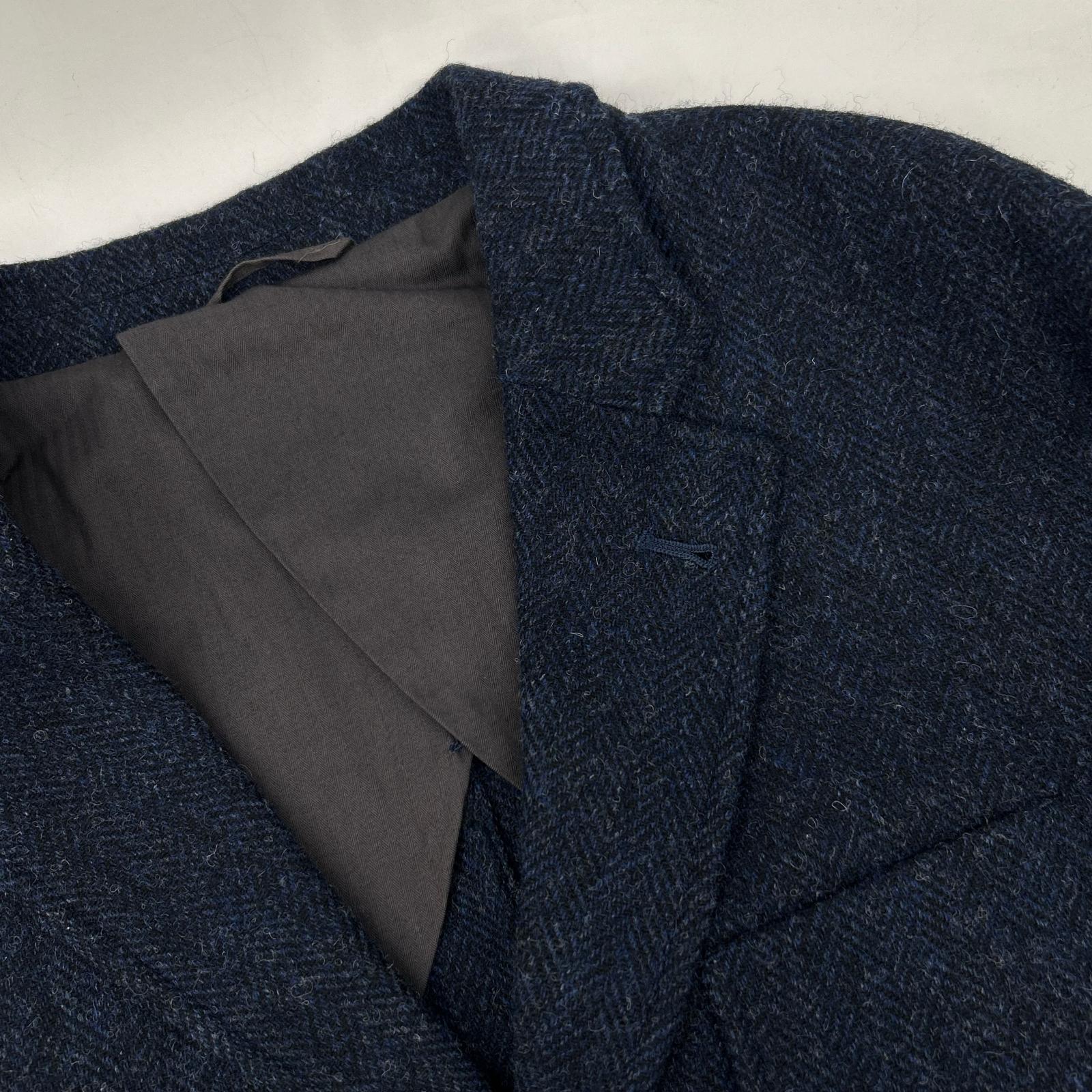 ×WOOLRICH Navy Herringbone Tailored Jacket with Functioning Cuffs L Men's
