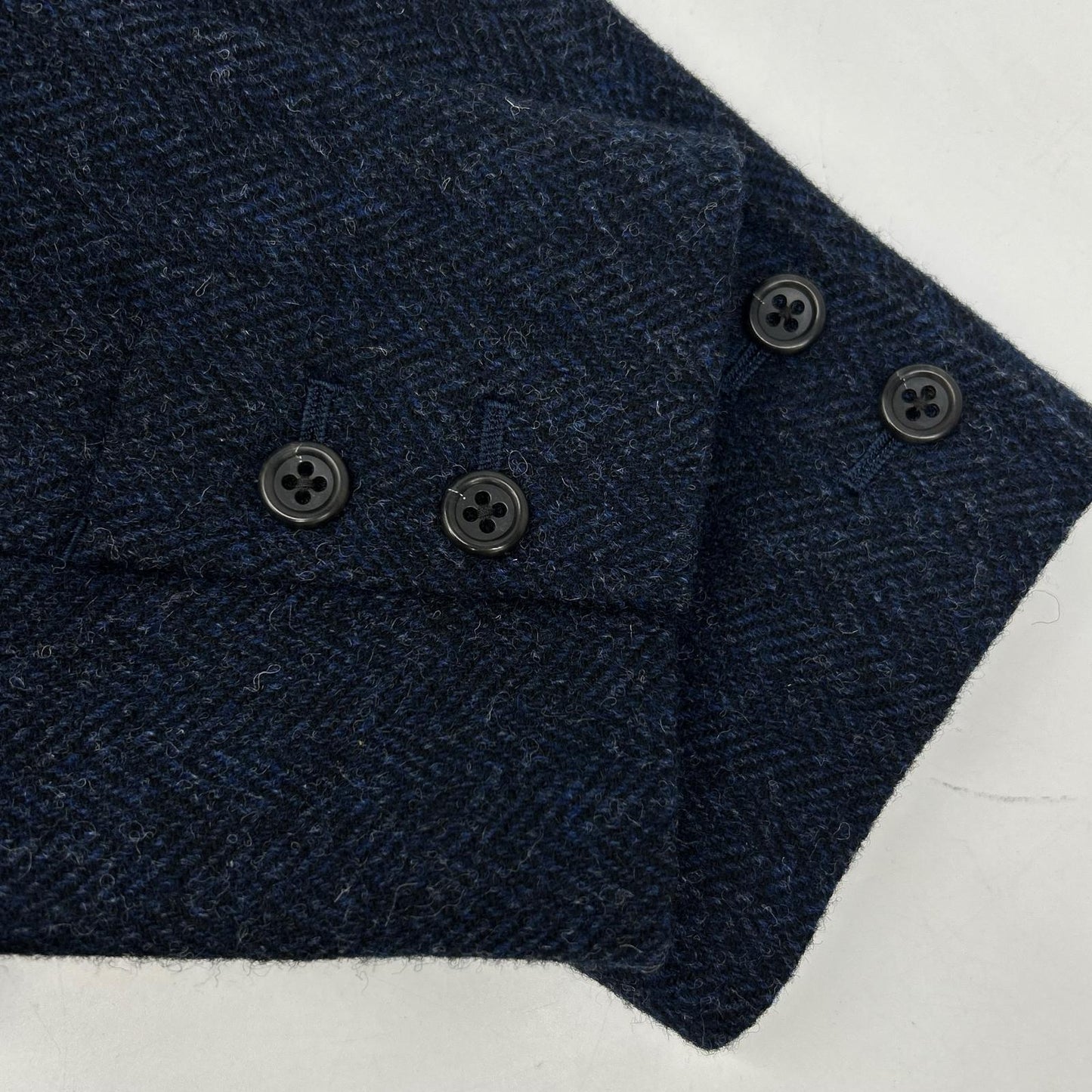 ×WOOLRICH Navy Herringbone Tailored Jacket with Functioning Cuffs L Men's
