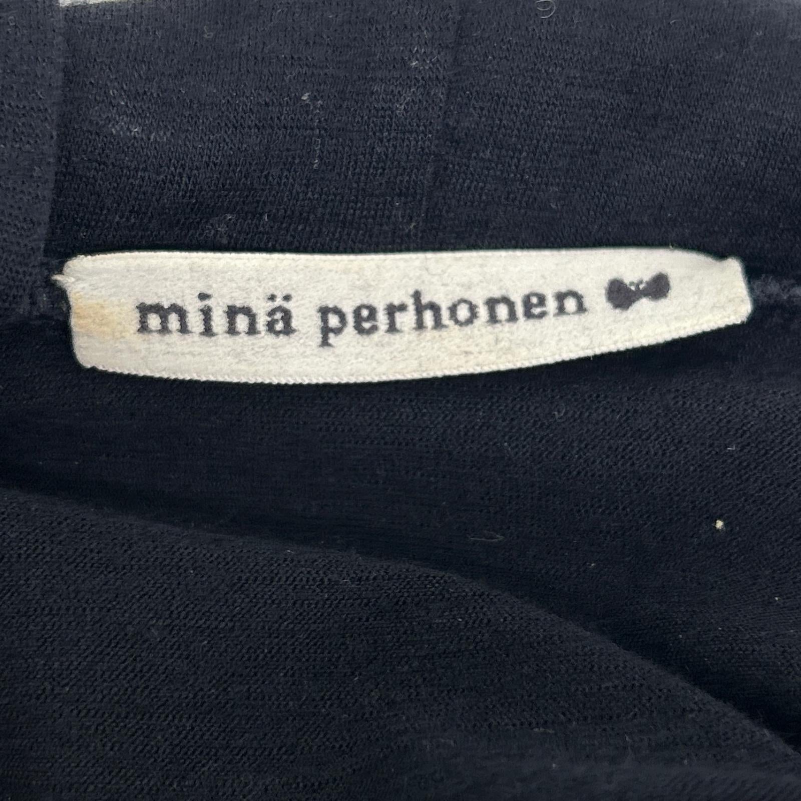 mina perhonen ミナペルホネン za8618 ネイビー ウール100 フード付き カットソー トップス
