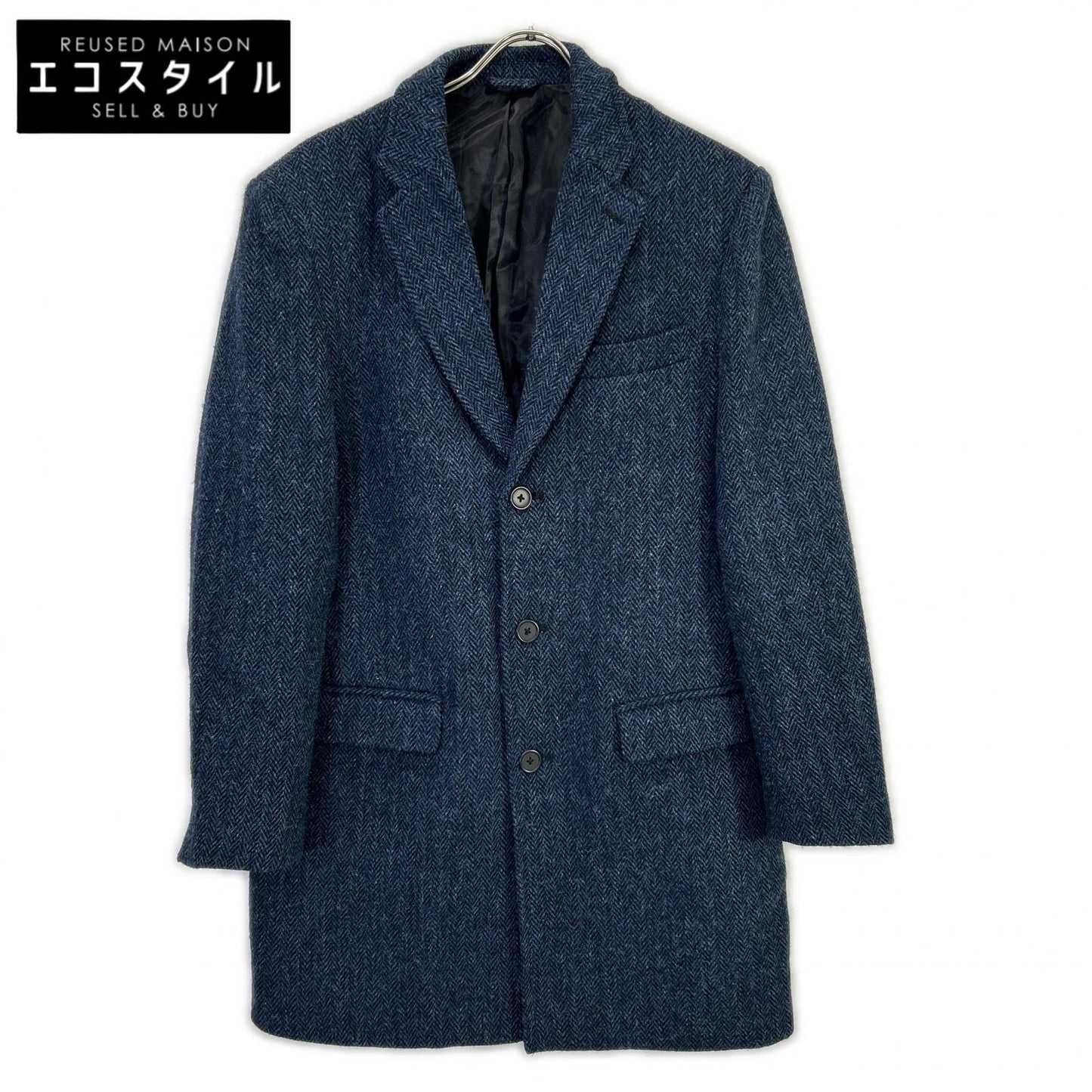 Harris Tweed ハリスツイード 【HERRINGBONE CLUB】ネイビー コート コート