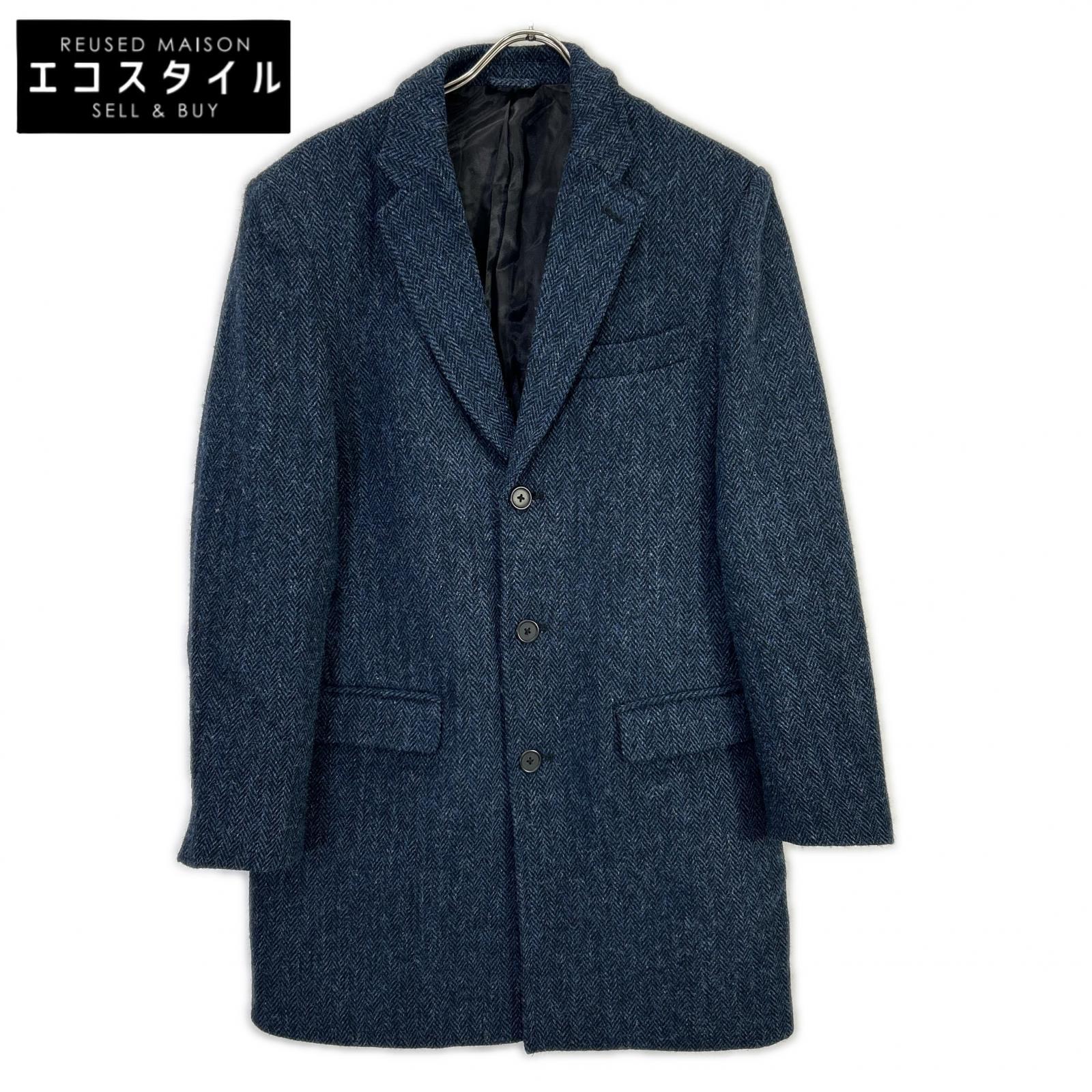 Harris Tweed ハリスツイード 【HERRINGBONE CLUB】ネイビー コート コート