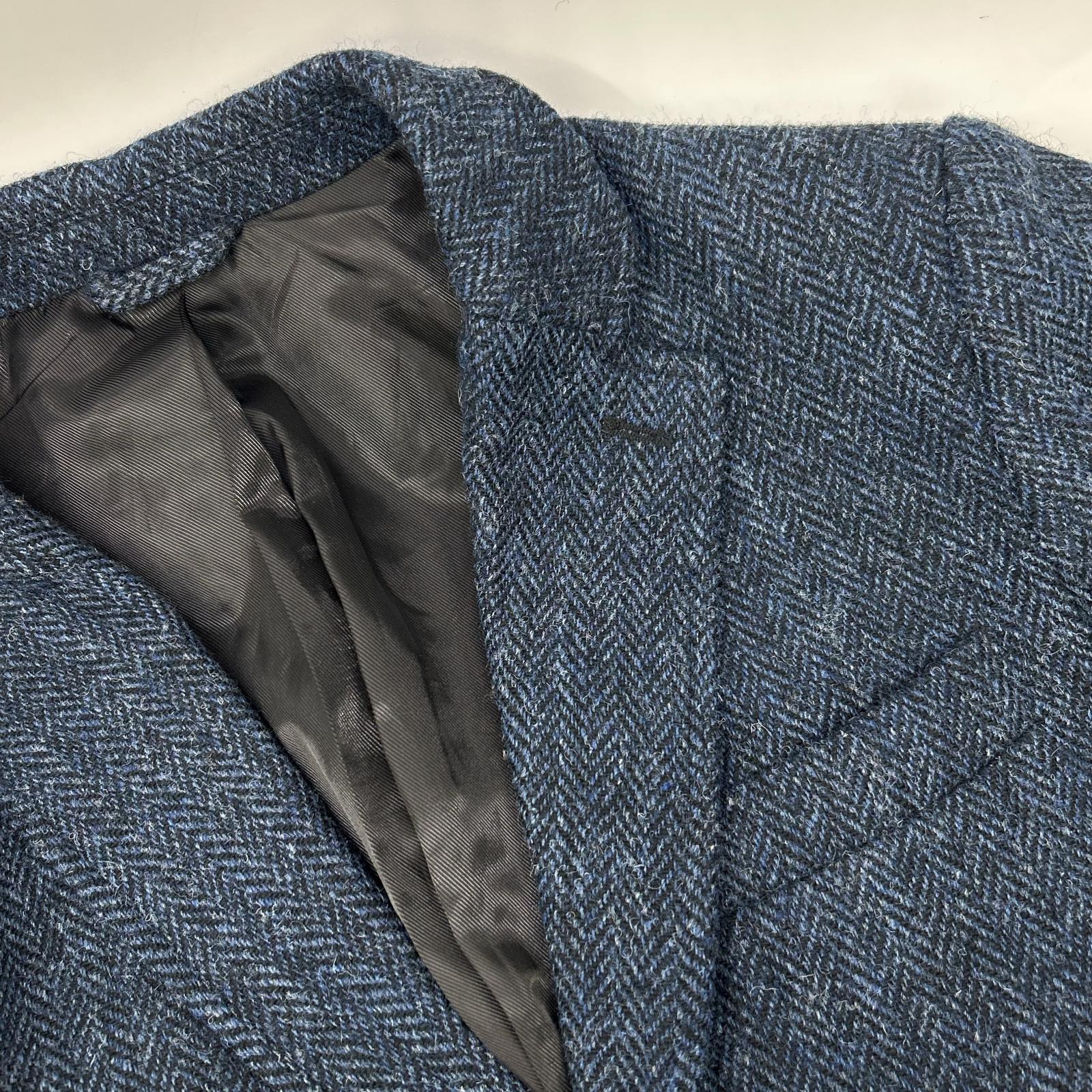 Harris Tweed ハリスツイード 【HERRINGBONE CLUB】ネイビー コート コート