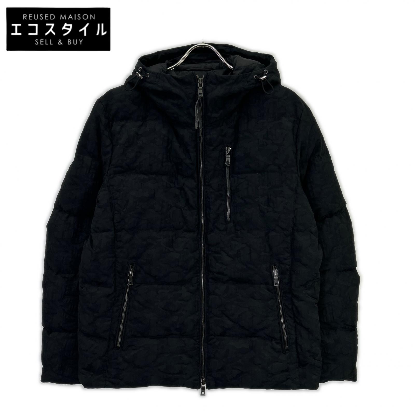 Black Camo Feather Blend Down Jacket 48 Men's