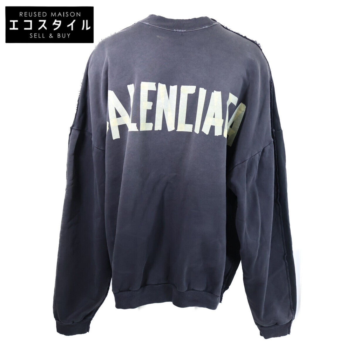 BALENCIAGA バレンシアガ 【国内正規/23年製】791614 Double Front Crew ダブルフロント ダメージ加工 クルーネック スウェットシャツ トップス