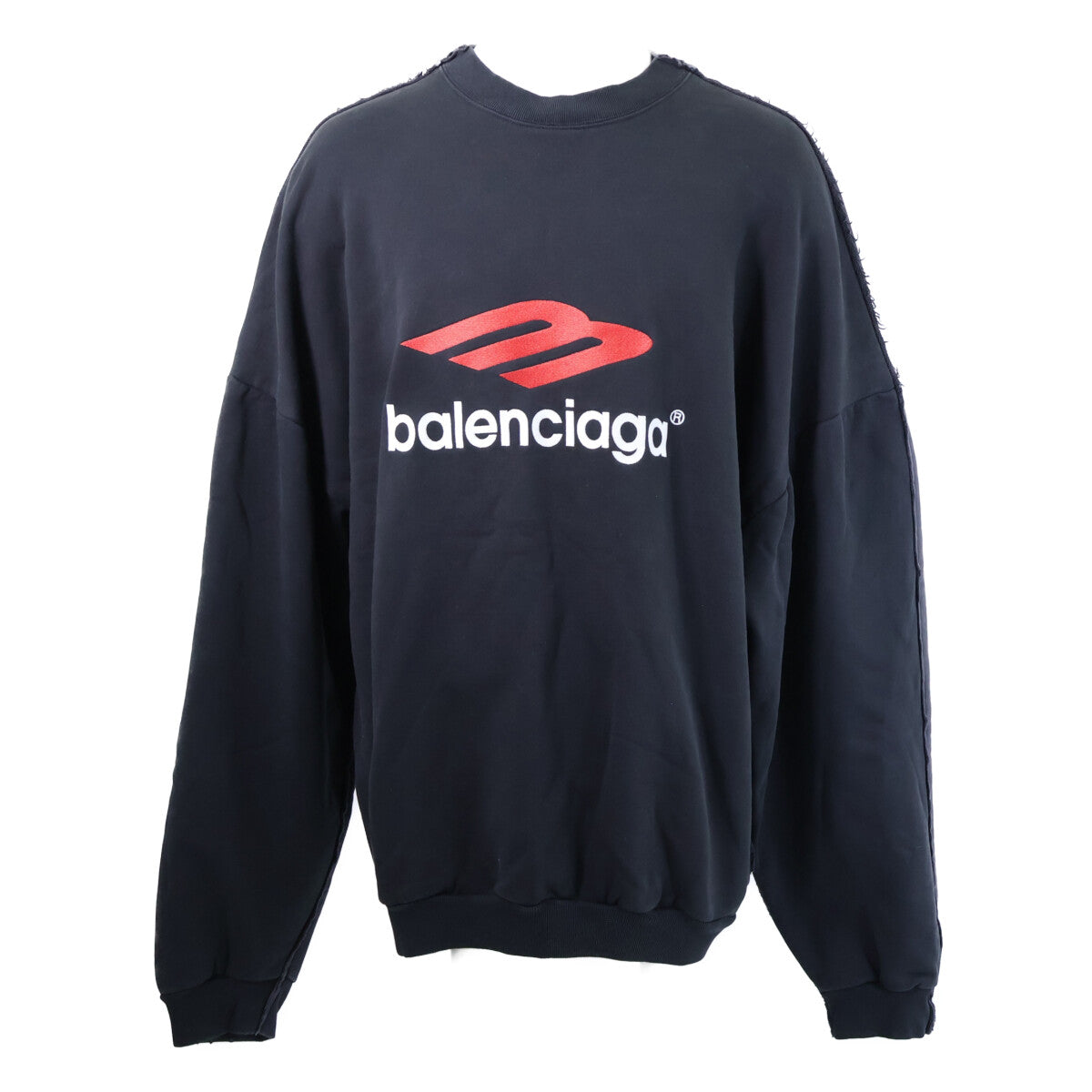BALENCIAGA バレンシアガ 【国内正規/23年製】791614 Double Front Crew ダブルフロント ダメージ加工 クルーネック スウェットシャツ トップス