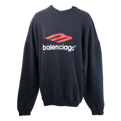 BALENCIAGA バレンシアガ 【国内正規/23年製】791614 Double Front Crew ダブルフロント ダメージ加工 クルーネック スウェットシャツ トップス