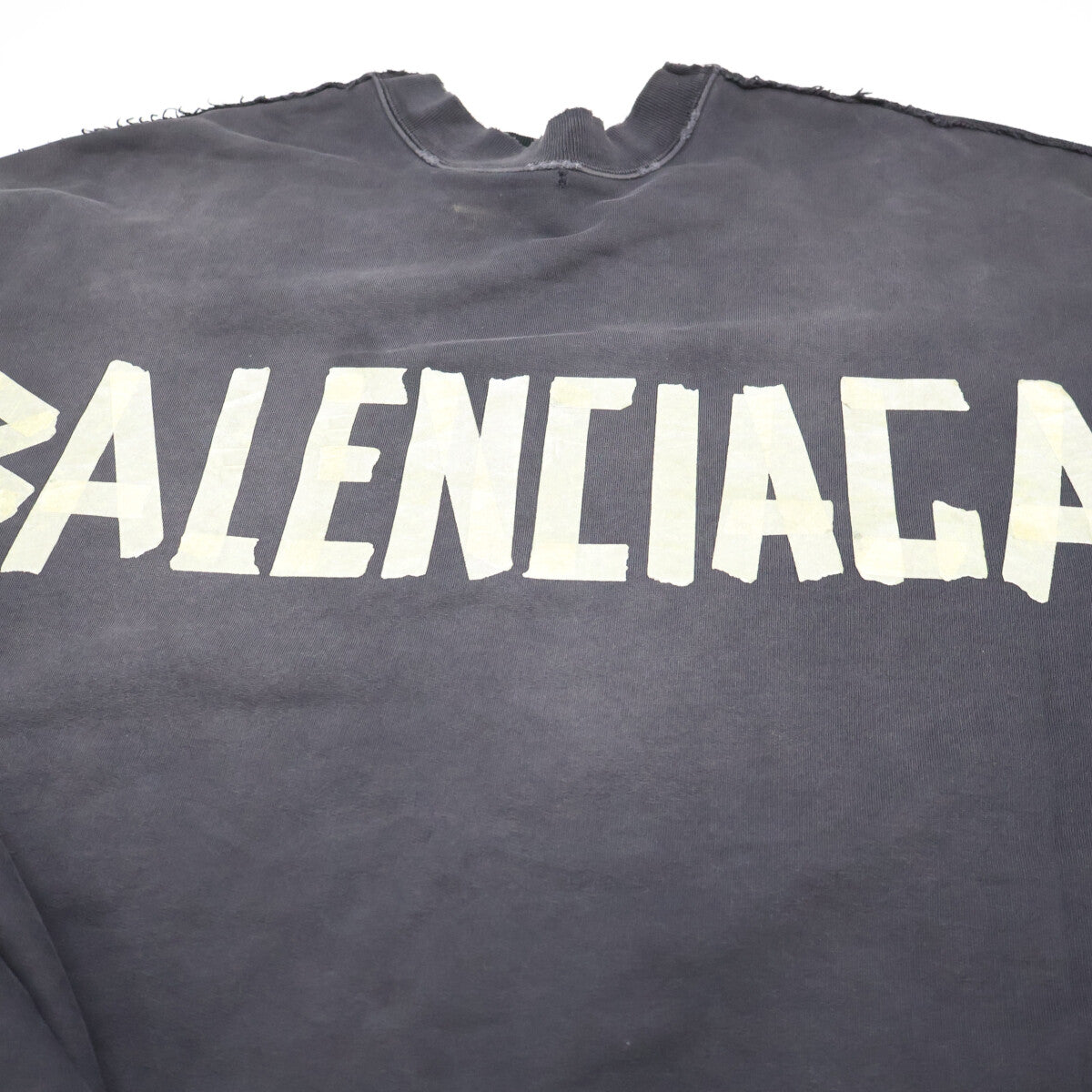 BALENCIAGA バレンシアガ 【国内正規/23年製】791614 Double Front Crew ダブルフロント ダメージ加工 クルーネック スウェットシャツ トップス