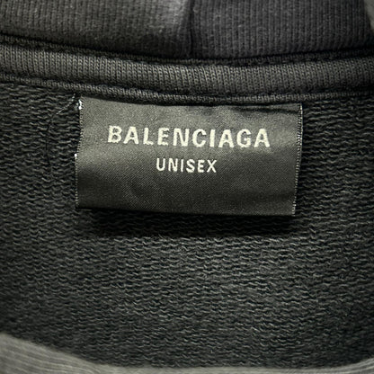 BALENCIAGA 巴黎世家 24AW 803265 黑色 标志 复古印花 套头连帽衫 上衣