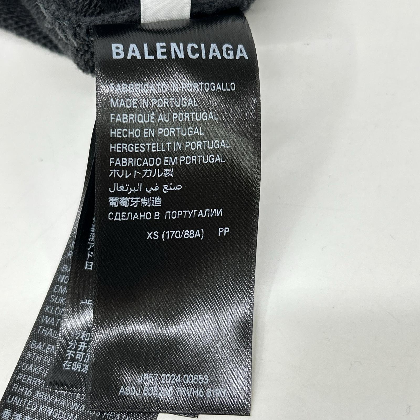 BALENCIAGA バレンシアガ 24AW 803265 ブラック ロゴ ヴィンテージ プリント プルオーバー パーカー トップス