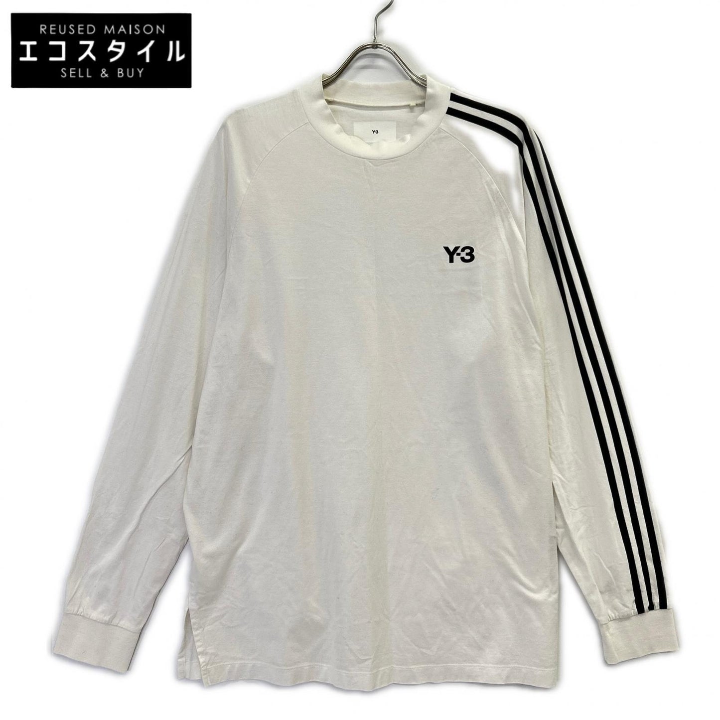Y-3 ワイスリー IA1421 ホワイト スリーストライプ 長袖カットソー トップス