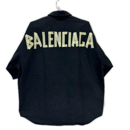 BALENCIAGA 巴黎世家 22年款 738761 黑色 TNM60 短袖衬衫 上衣