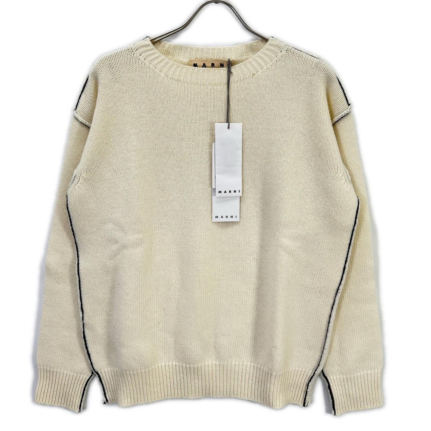W14GCMQ06Q00FH558 White Wool Crew Neck Sweater Top 46 Men's