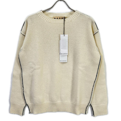 MARNI マルニ W14GCMQ06Q00FH558 white wool crew-neck sweater top
