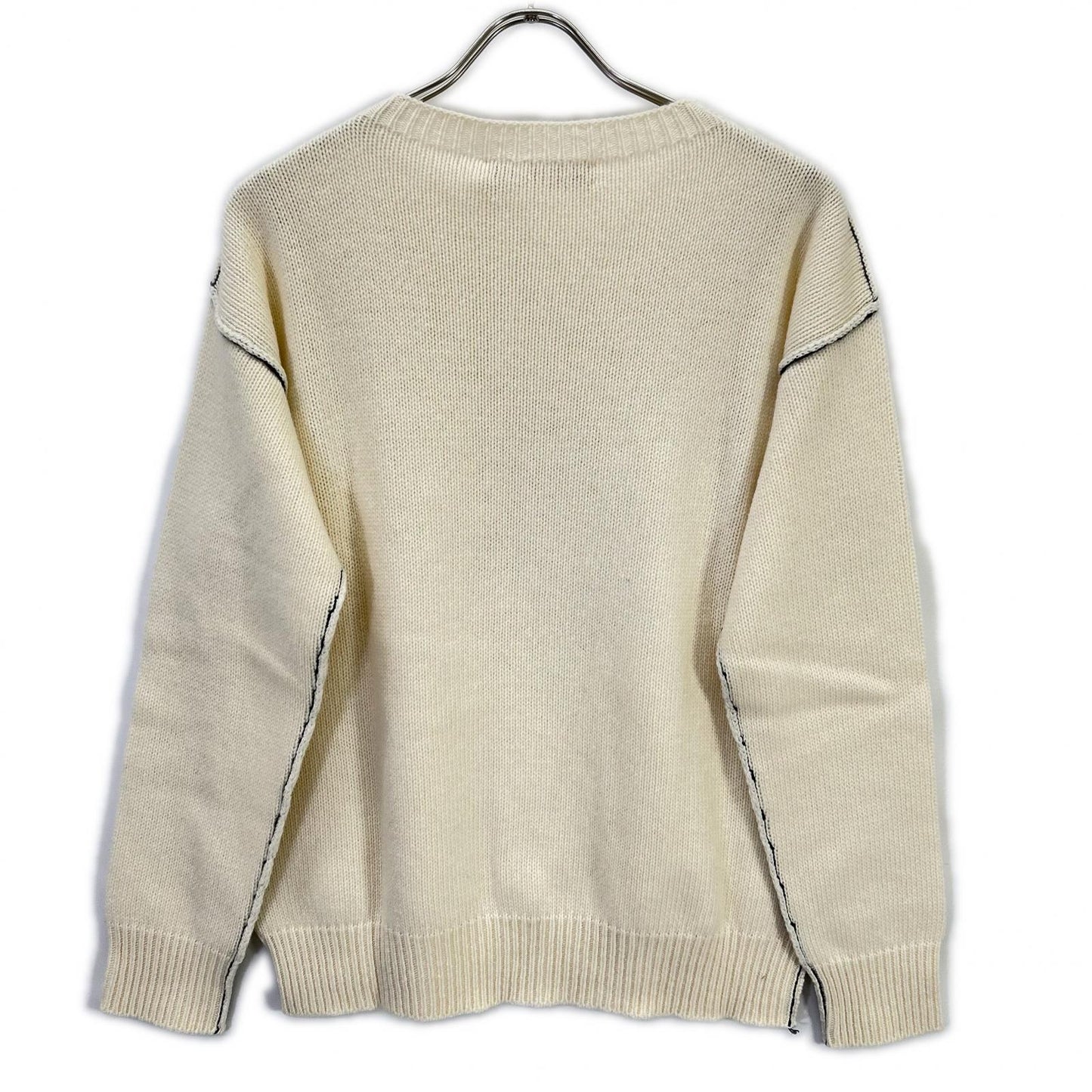 W14GCMQ06Q00FH558 White Wool Crew Neck Sweater Top 46 Men's