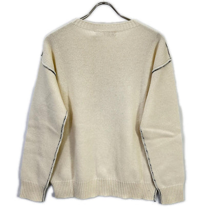 W14GCMQ06Q00FH558 White Wool Crew Neck Sweater Top 46 Men's