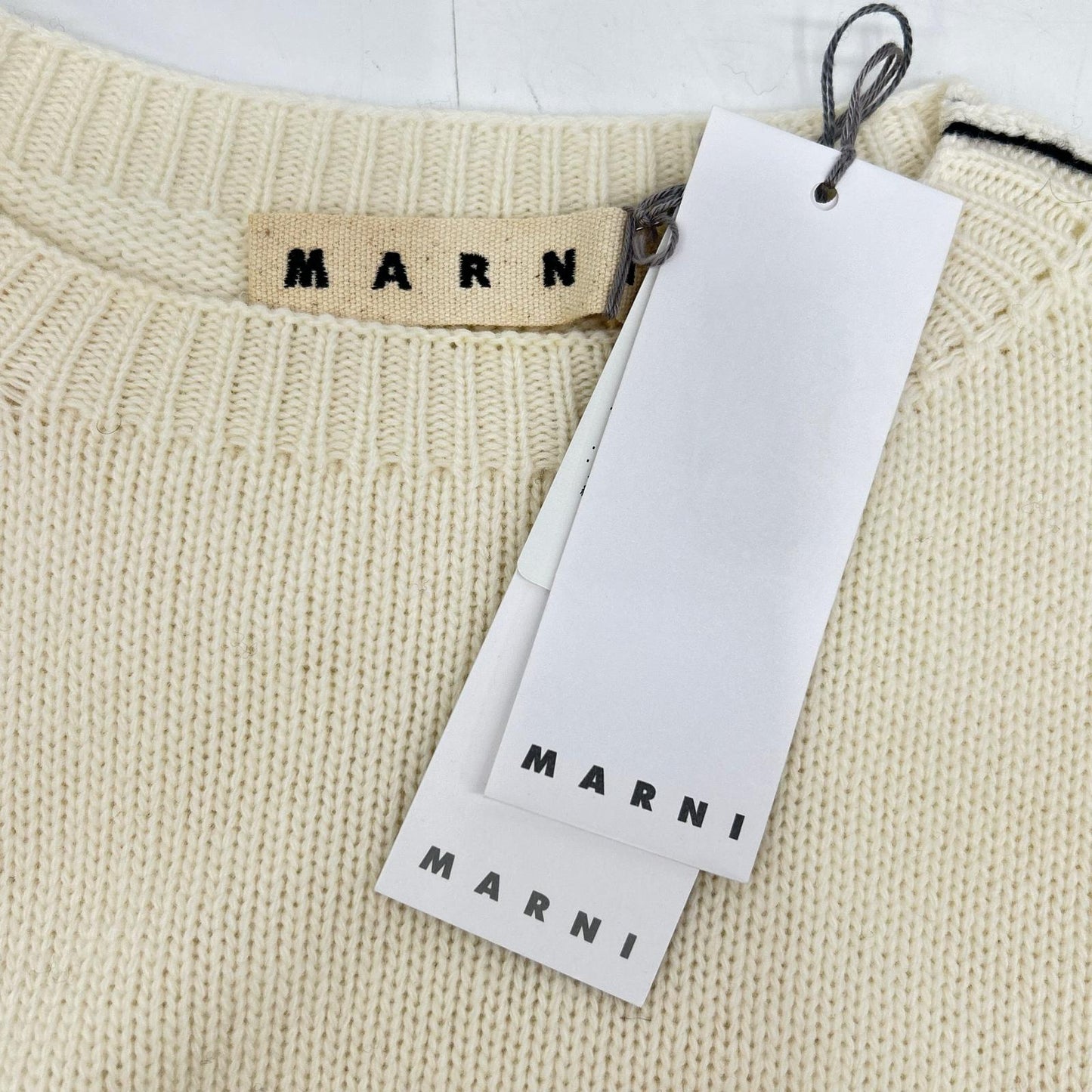 W14GCMQ06Q00FH558 White Wool Crew Neck Sweater Top 46 Men's