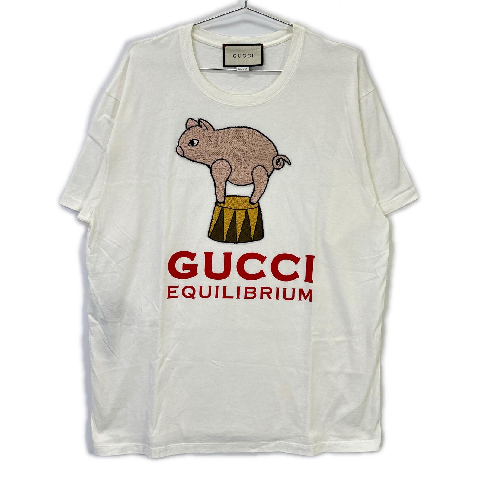 GUCCI グッチ 615044 ホワイト ピッグ刺繍 Tシャツ トップス